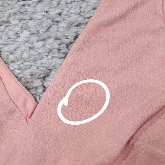 READ Birdy Grey Shamin V-Neck Crepe Bridesmaid Dress Pink Rose Quartz Large Slit - Picture 12 of 13